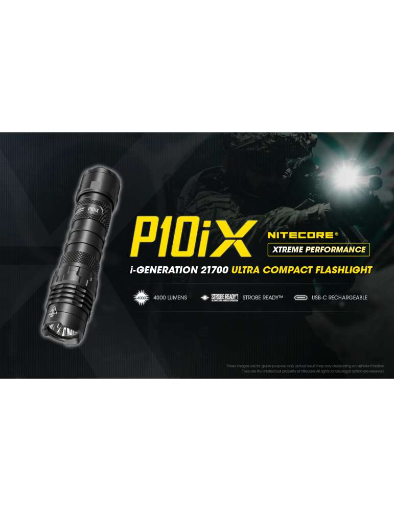 P10iX lampe tactique 4000LM strobe USB C