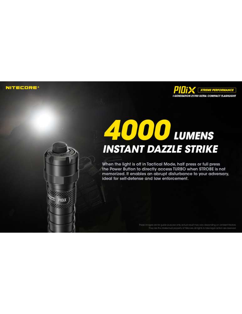 P10iX tactical flashlight 4000LM strobe USB C