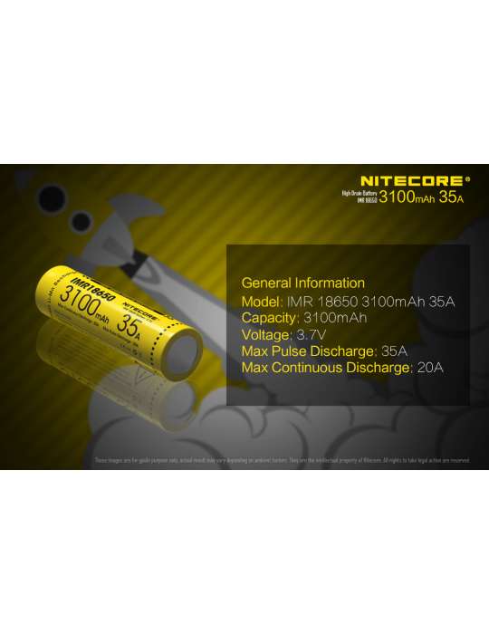 IMR3100 3100mAh 35A batterie 18650 flat top pour vape x 2