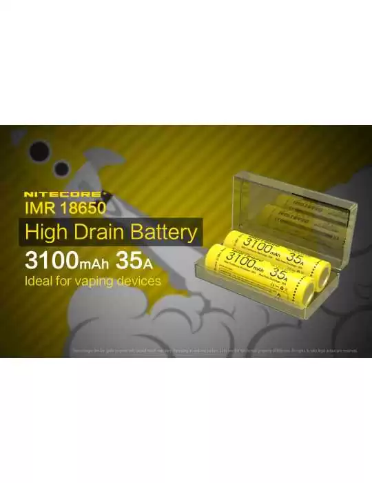 IMR3100 3100mAh 35A platte 18650 batterij voor vape x 2–NITECORE BELUX