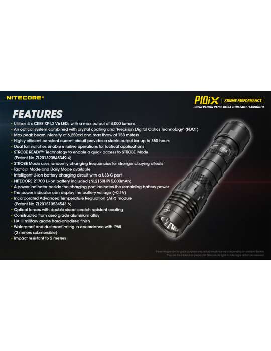 P10iX tactical flashlight 4000LM strobe USB C