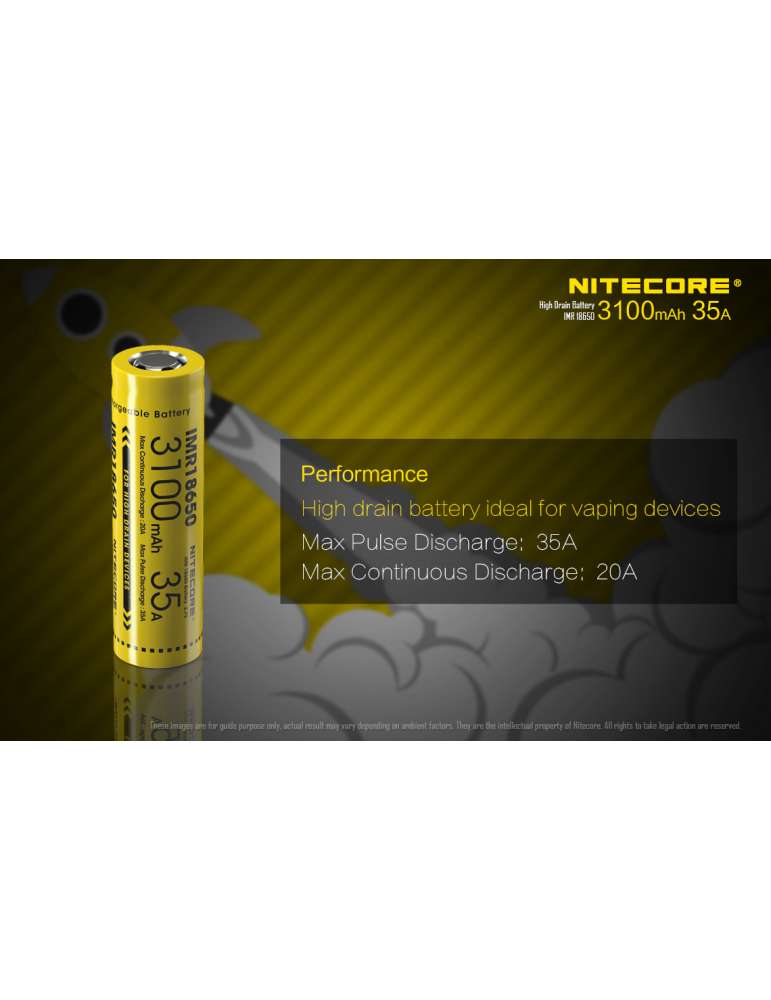 IMR3100 3100mAh 35A batterie 18650 flat top pour vape x 2