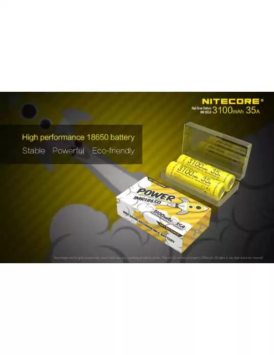 IMR3100 3100mAh 35A batterie 18650 flat top pour vape x 2–NITECORE BELUX
