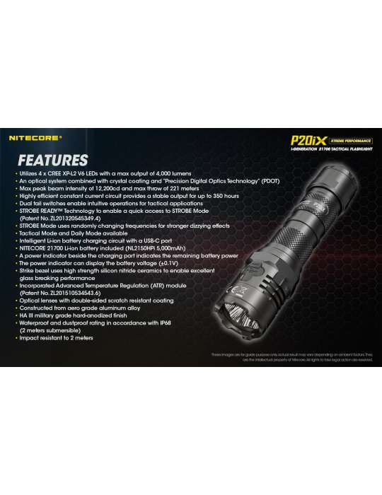 P20iX tactical flashlight 4000LM USB C