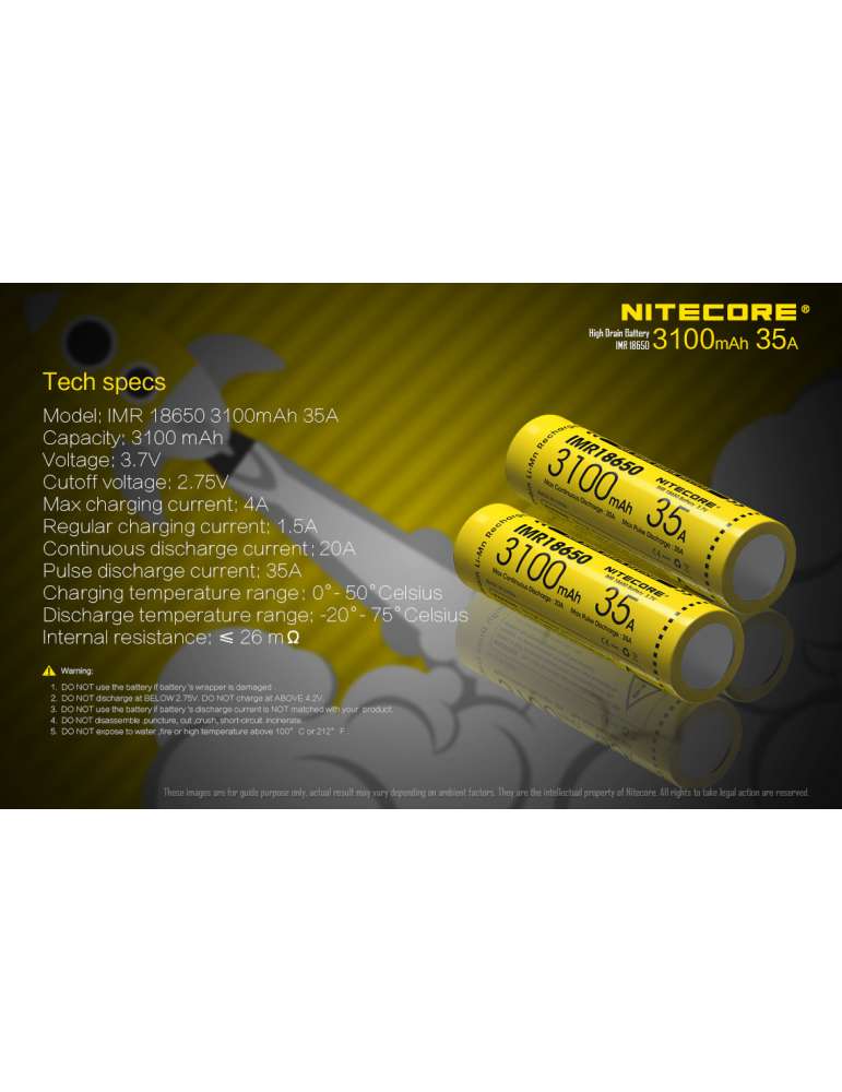 IMR3100 3100mAh 35A platte 18650 batterij voor vape x 2