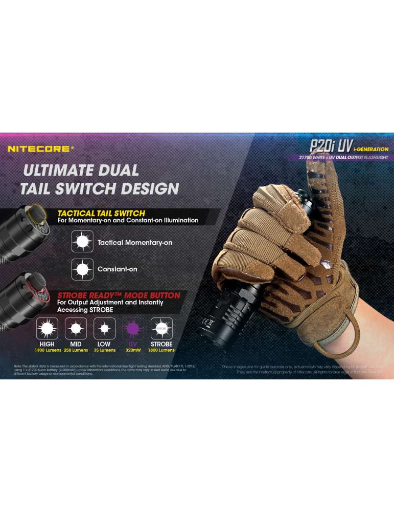 P20iUV lampe tactique 1800LM avec UV pour contrôle de document