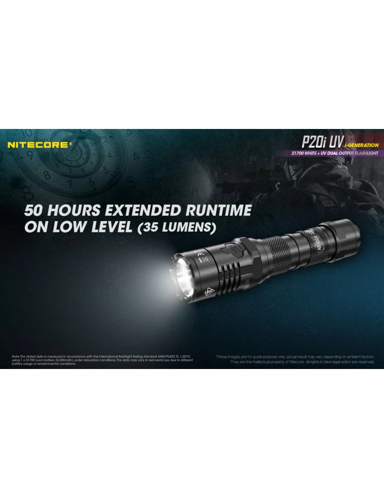 Precise 20iUV Nitecore - Lampe torche tactique lumière UV 1800 lumens