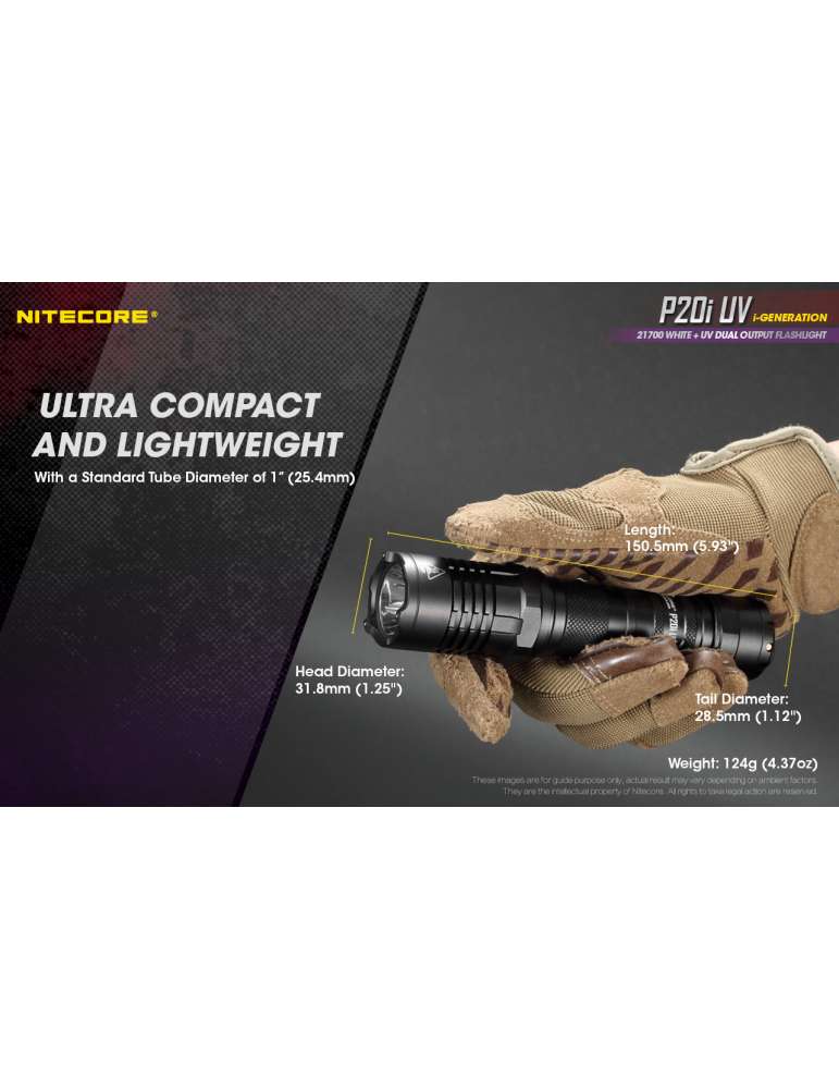 P20iUV tactical flashlight 1800LM with UV for document control