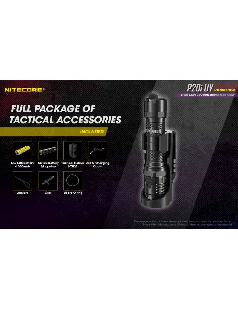 P20iUV lampe tactique 1800LM avec UV pour contrôle de document