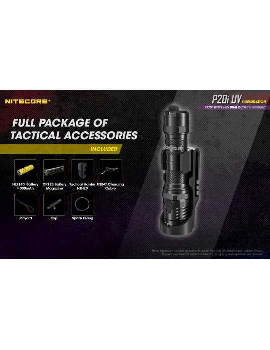 P20iUV tactical flashlight 1800LM with UV for document control