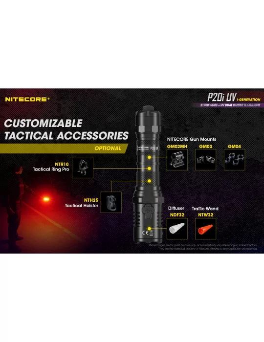 P20iUV tactical flashlight 1800LM with UV for document control–NITECORE BELUX