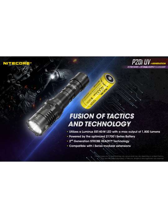 P20iUV tactical flashlight 1800LM with UV for document control