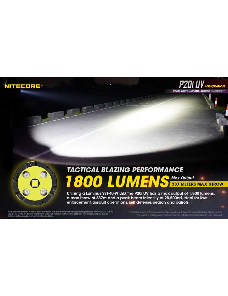 P20iUV tactical flashlight 1800LM with UV for document control