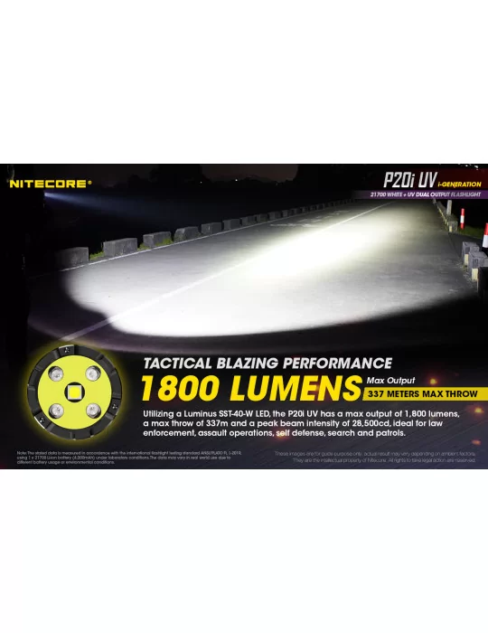 P20iUV lampe tactique 1800LM avec UV pour contrôle de document–NITECORE BELUX