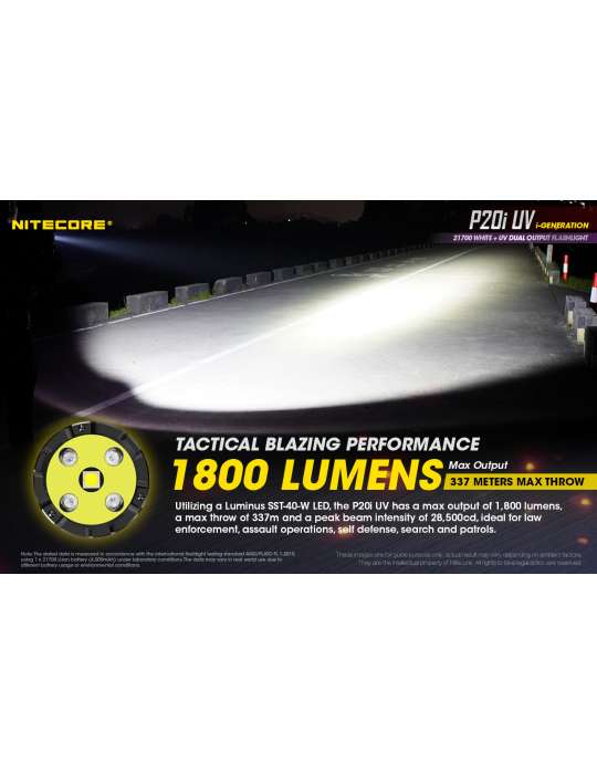 P20iUV tactical flashlight 1800LM with UV for document control