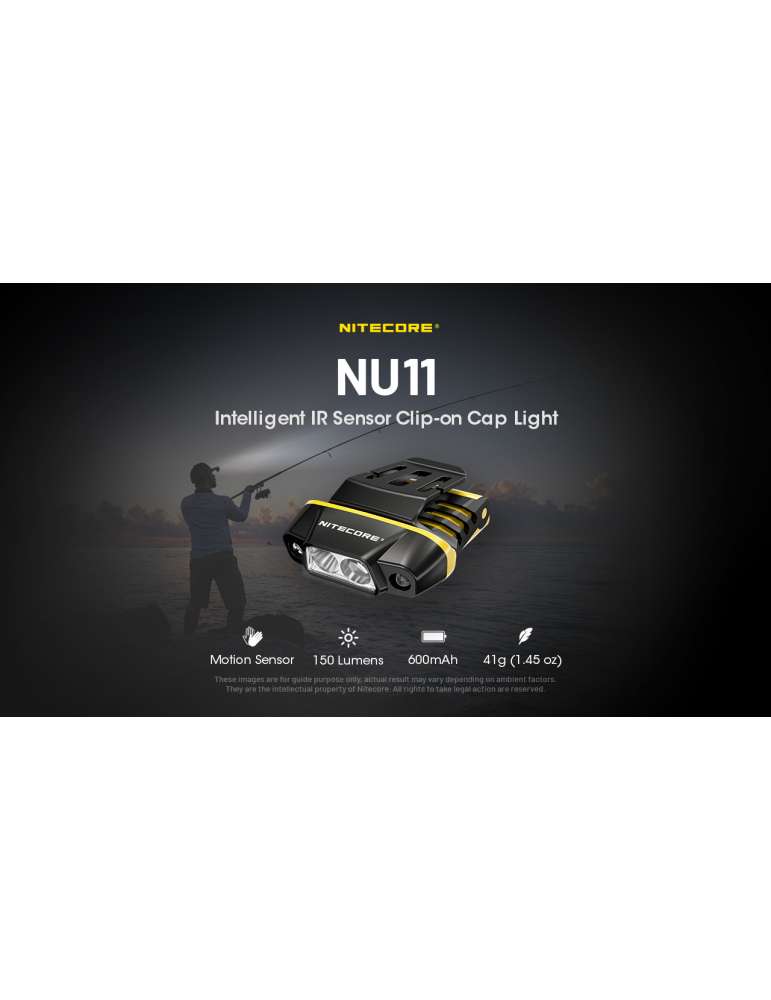 NU11 lampe frontale clip casquette ou sac à dos 150LM rechargeable USB