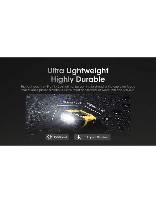 NU11 lampe frontale clip casquette ou sac à dos 150LM rechargeable USB