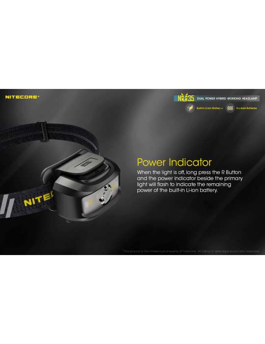 NU35 460LM USB rechargeable headlamp compatible with AAA battery