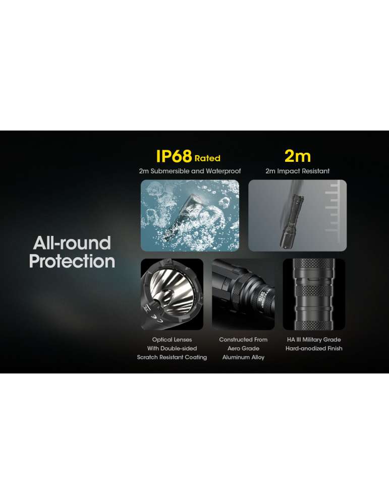 SRT6i lampe torche dimmable 2100LM longue portée