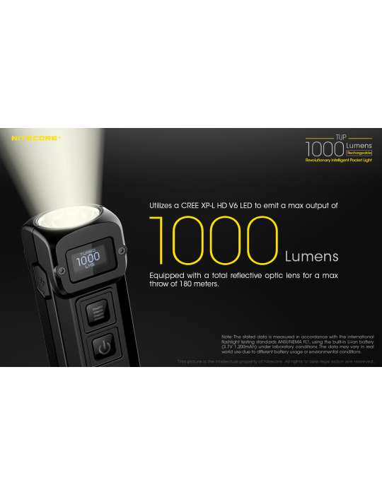 TUP mini lampe porte clé 1000LM rechargeable