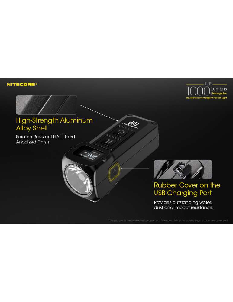 TUP mini lampe porte clé 1000LM rechargeable
