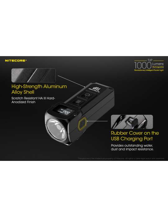 TUP mini lampe porte clé 1000LM rechargeable