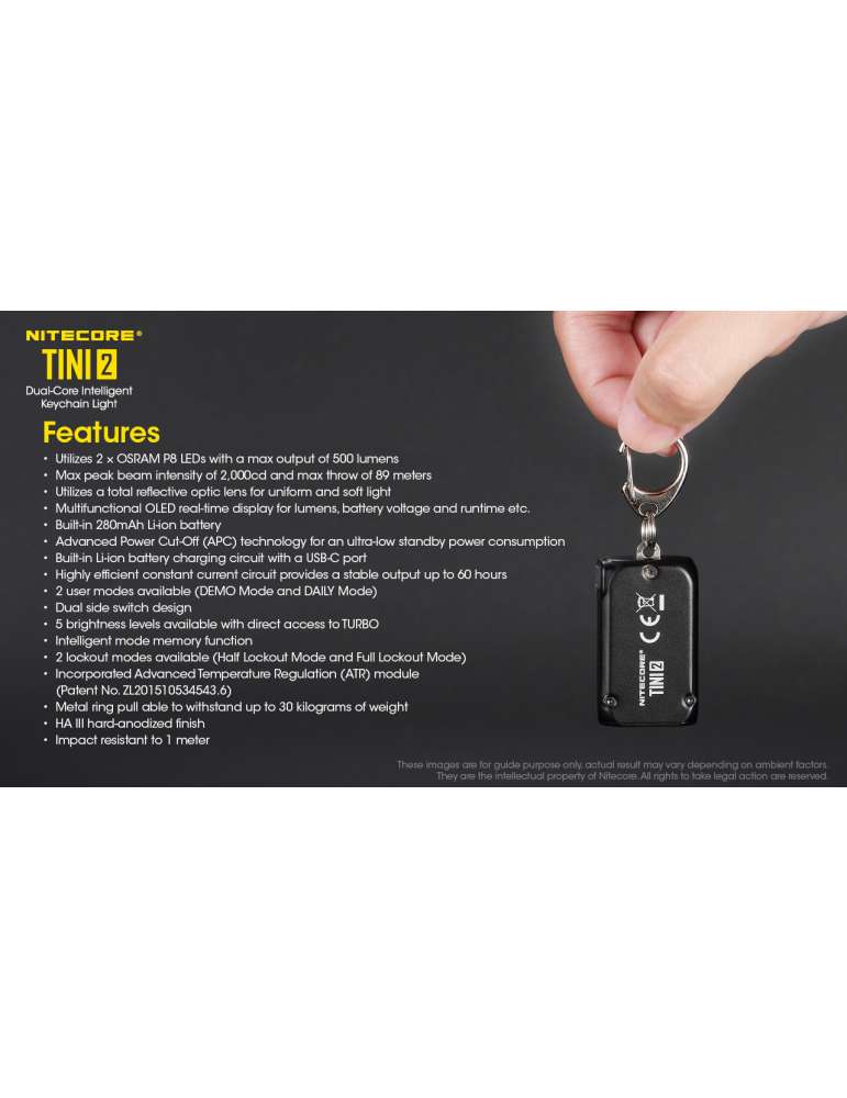 TINI2 mini key ring lamp 500LM rechargeable