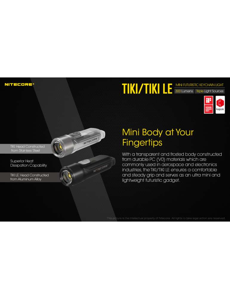 TIKI mini lampe porteclef 300LM rechargeable