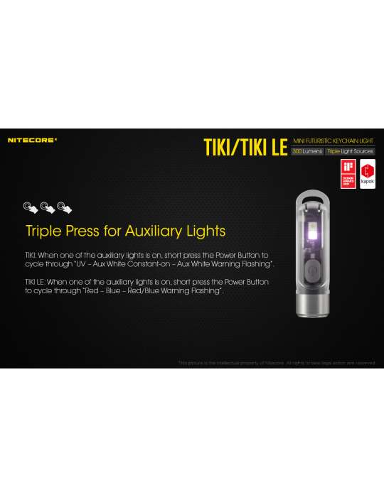 TIKI mini lampe porteclef 300LM rechargeable