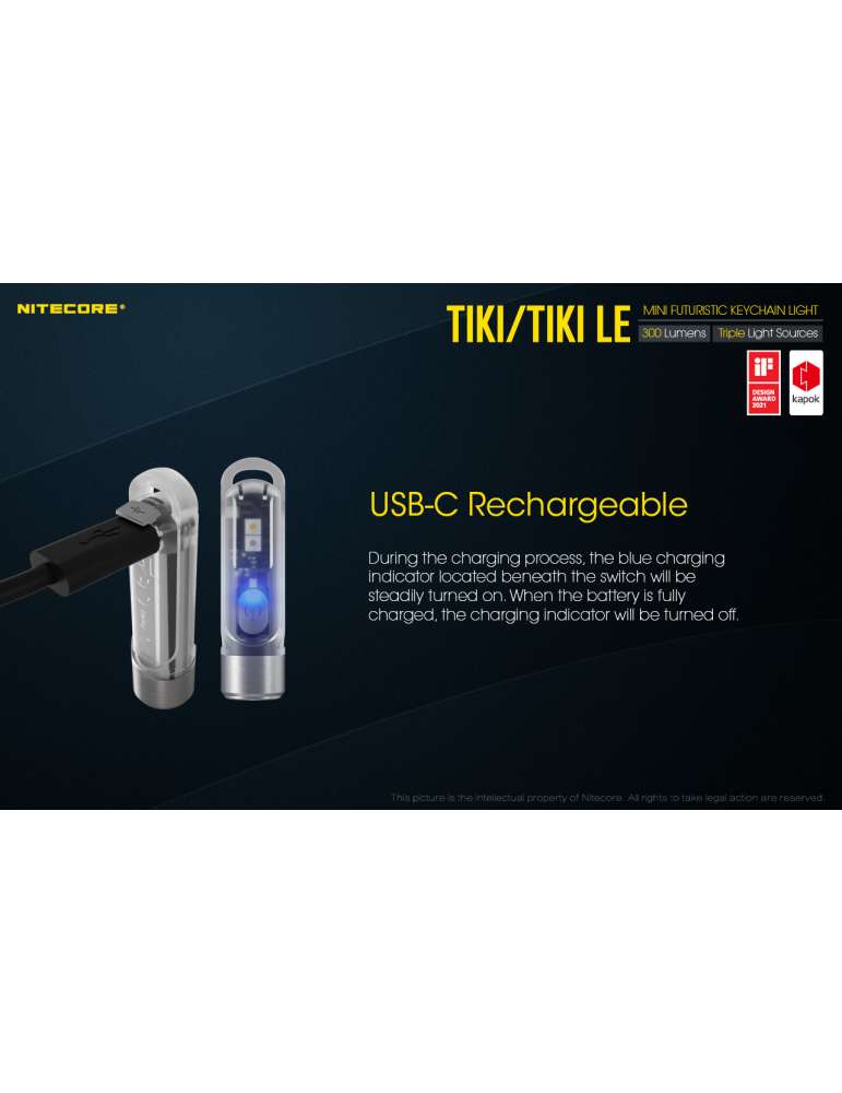 TIKI mini lampe porteclef 300LM rechargeable