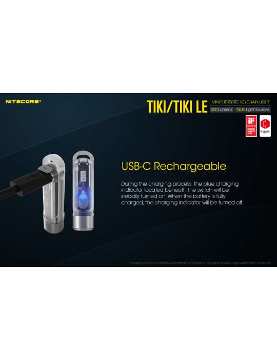 TIKI mini key ring lamp 300LM rechargeable