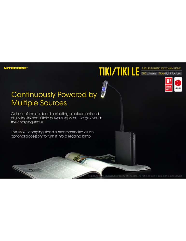 TIKI mini sleutelhangerlamp 300LM oplaadbaar