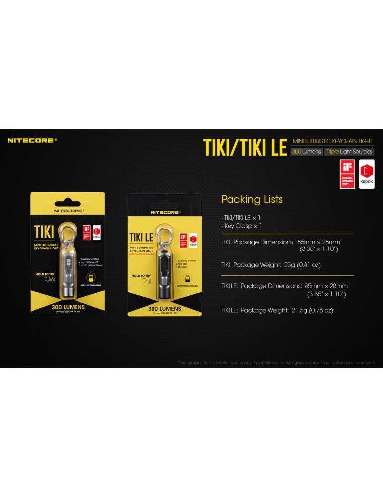 TIKI mini lampe porteclef 300LM rechargeable