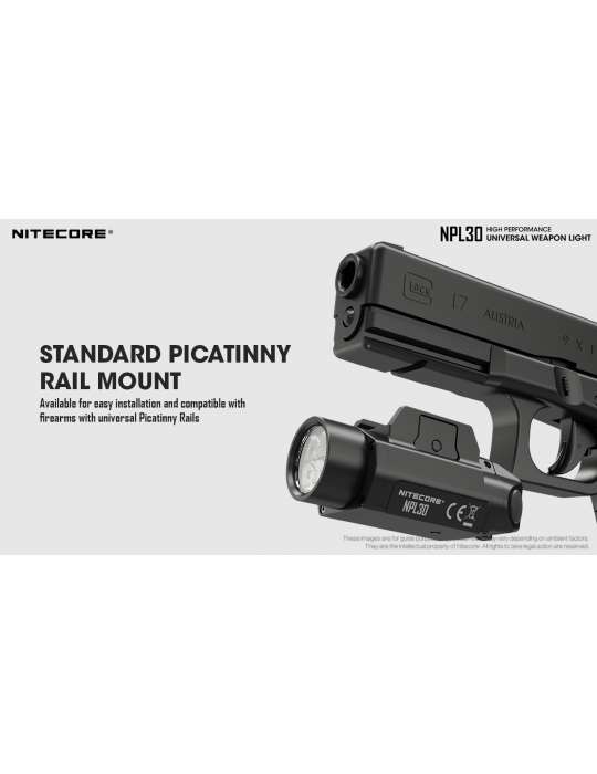 NPL30 lampe pour arme de poing pistolet 1200LM