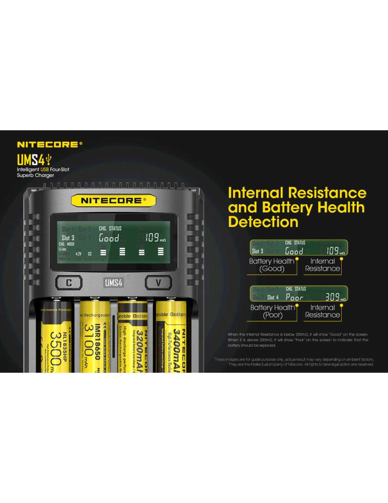 UMS4 chargeur 4 slots pour batterie 18650 et 21700