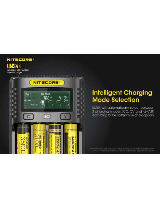 UMS4 chargeur 4 slots pour batterie 18650 et 21700