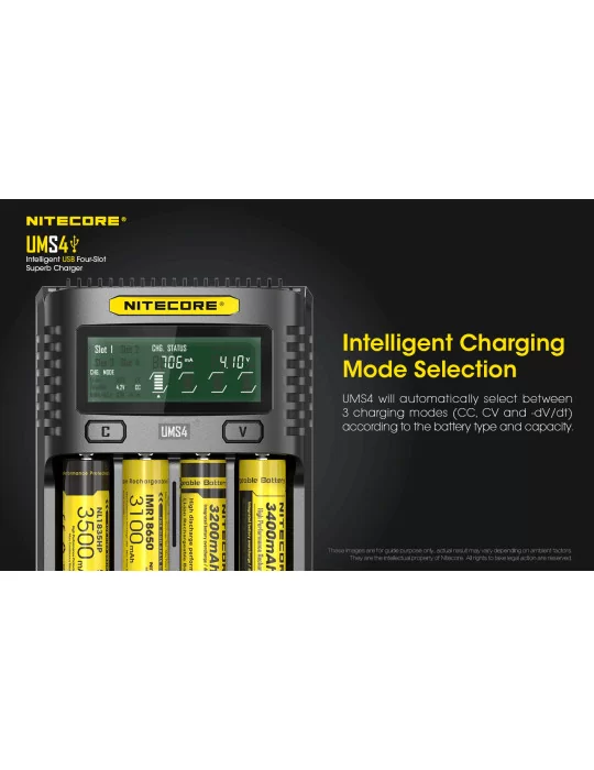 UMS4 chargeur 4 slots pour batterie 18650 et 21700–NITECORE BELUX
