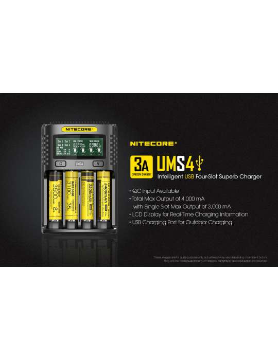 UMS4 chargeur 4 slots pour batterie 18650 et 21700