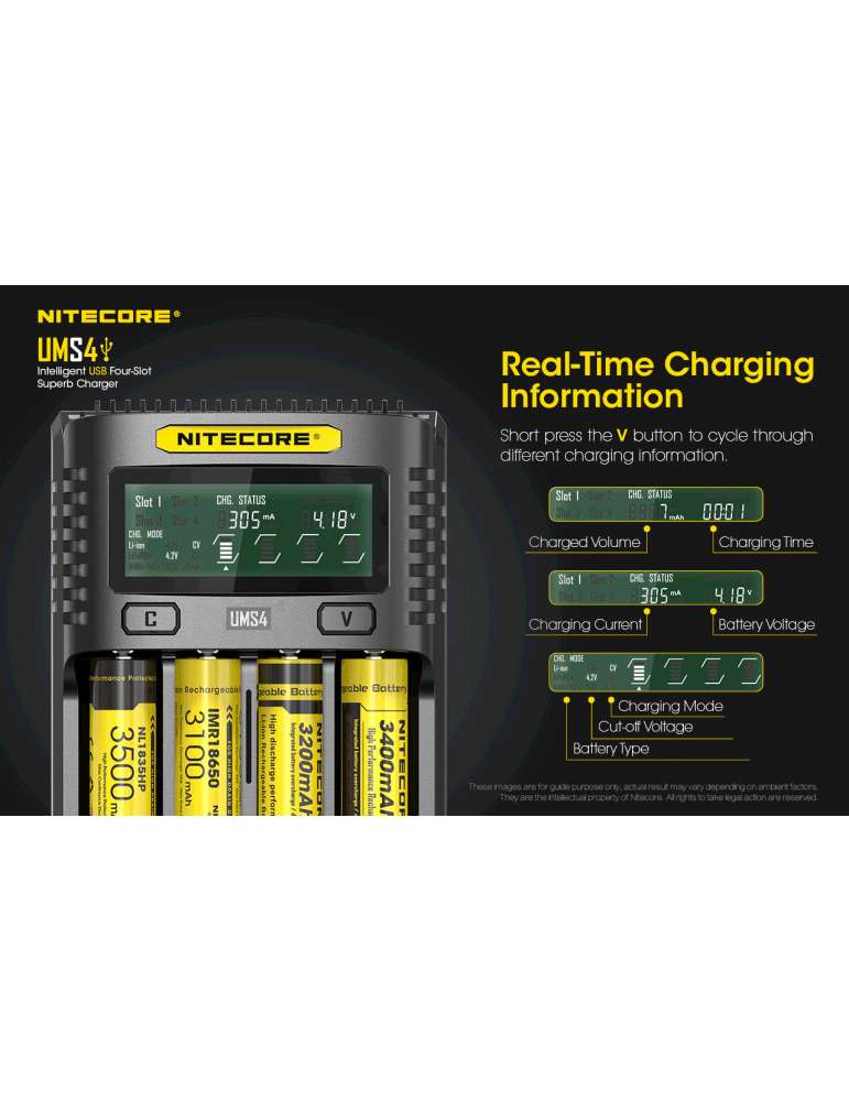 UMS4 chargeur 4 slots pour batterie 18650 et 21700