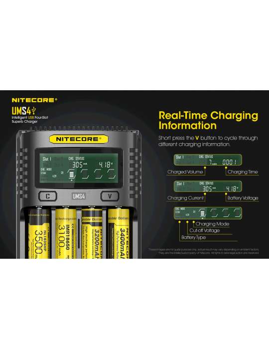 UMS4 chargeur 4 slots pour batterie 18650 et 21700