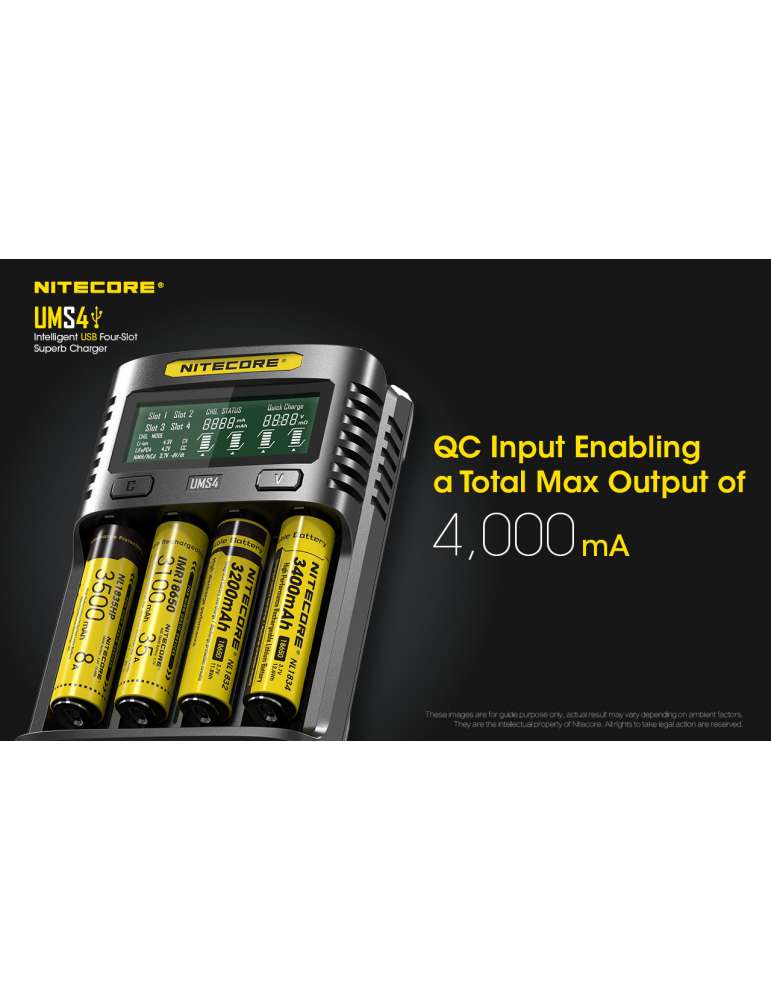 UMS4 chargeur 4 slots pour batterie 18650 et 21700