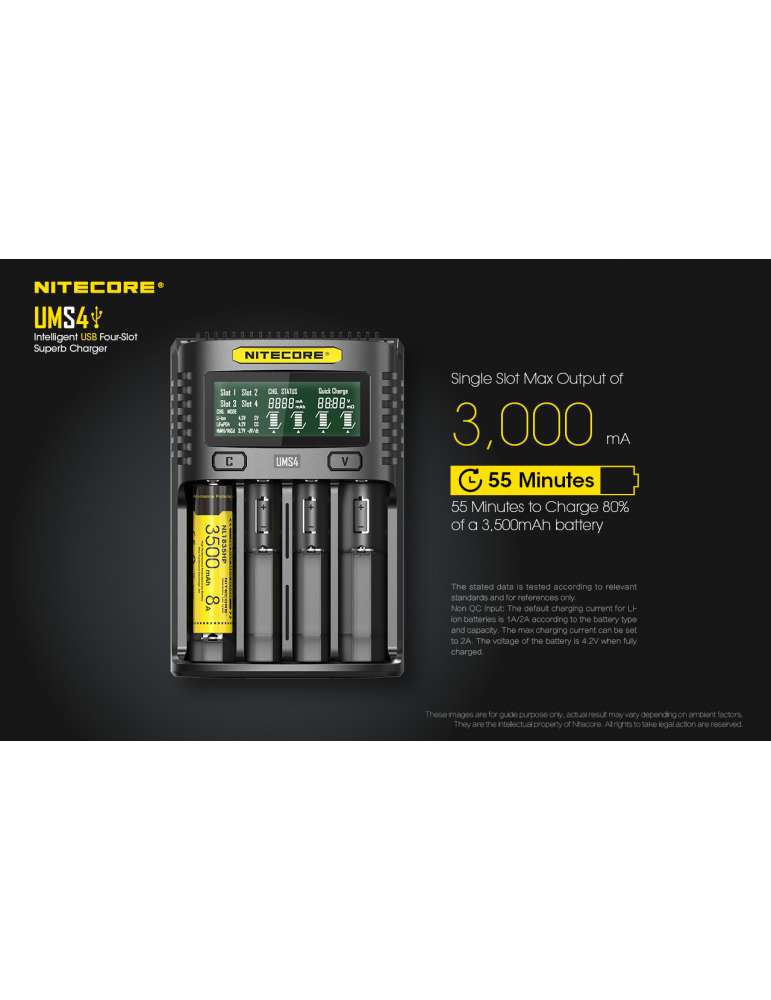 UMS4 chargeur 4 slots pour batterie 18650 et 21700