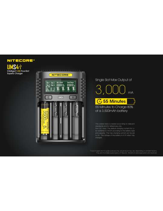 UMS4 chargeur 4 slots pour batterie 18650 et 21700
