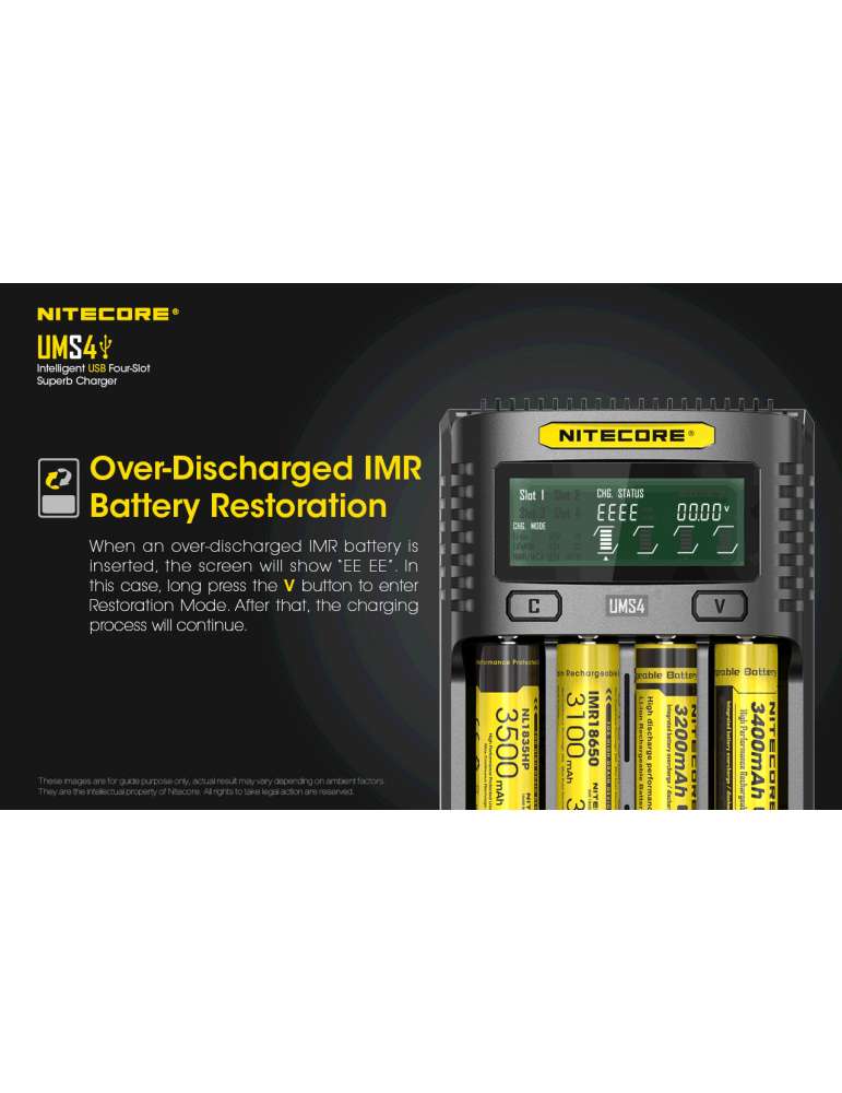 UMS4 chargeur 4 slots pour batterie 18650 et 21700