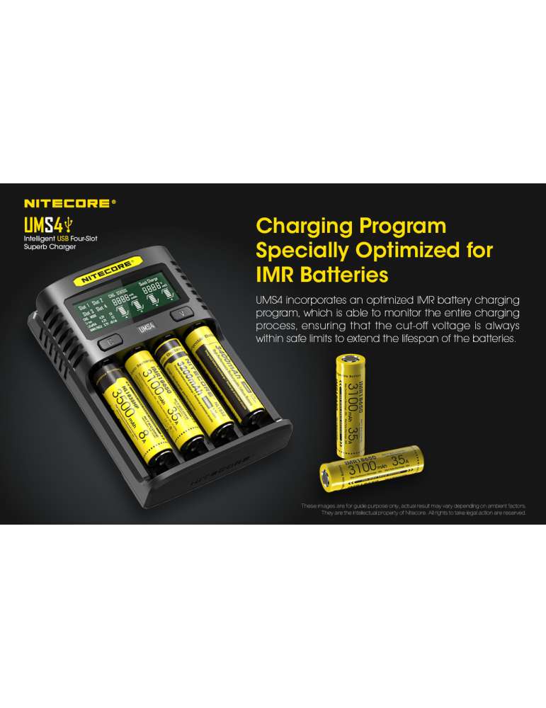 UMS4 chargeur 4 slots pour batterie 18650 et 21700