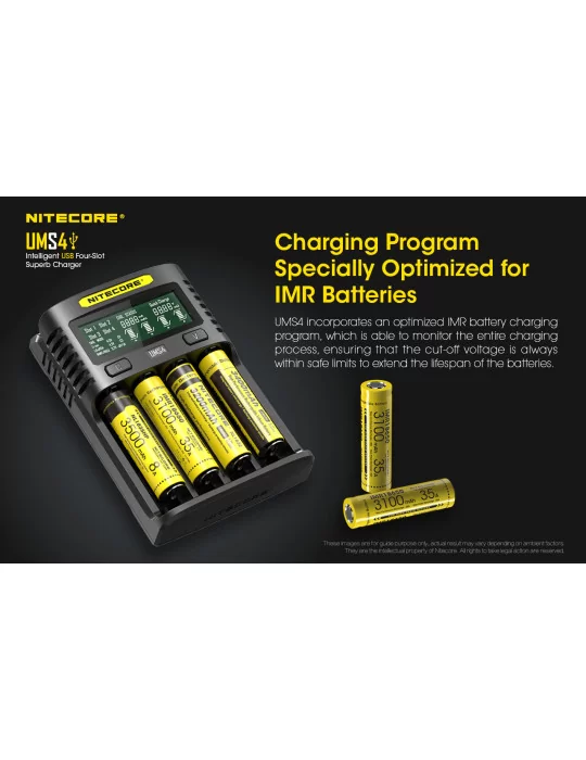 UMS4 4-slots lader voor 18650 en 21700 batterijen–NITECORE BELUX
