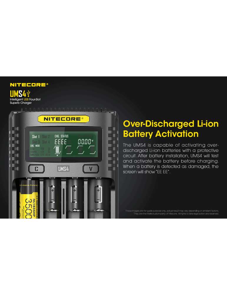 UMS4 chargeur 4 slots pour batterie 18650 et 21700