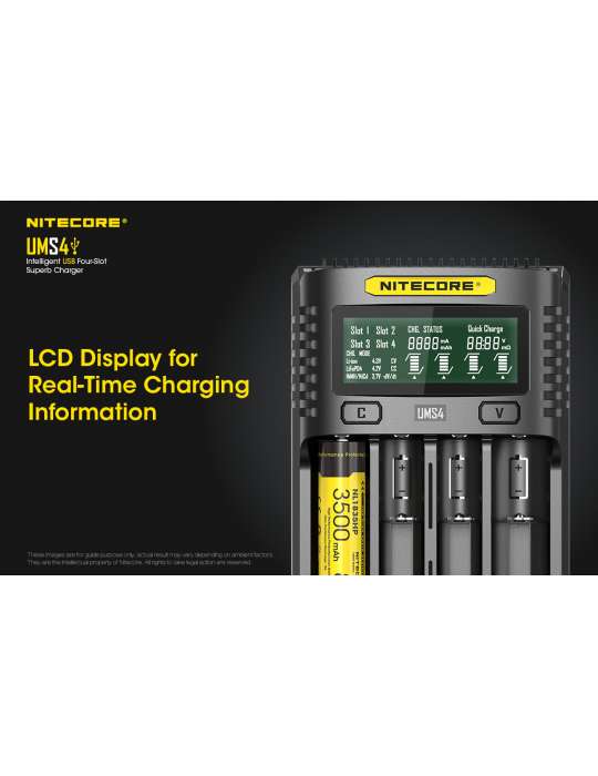 UMS4 chargeur 4 slots pour batterie 18650 et 21700