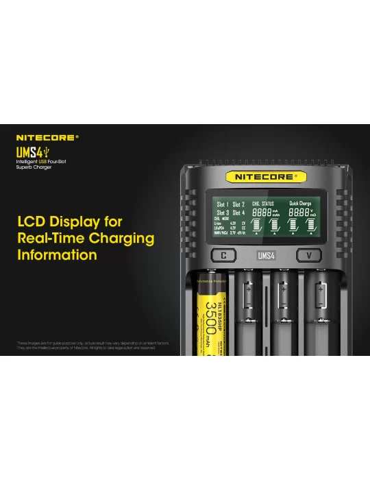 UMS4 chargeur 4 slots pour batterie 18650 et 21700–NITECORE BELUX