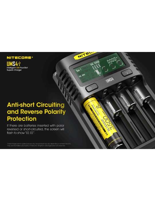 UMS4 chargeur 4 slots pour batterie 18650 et 21700